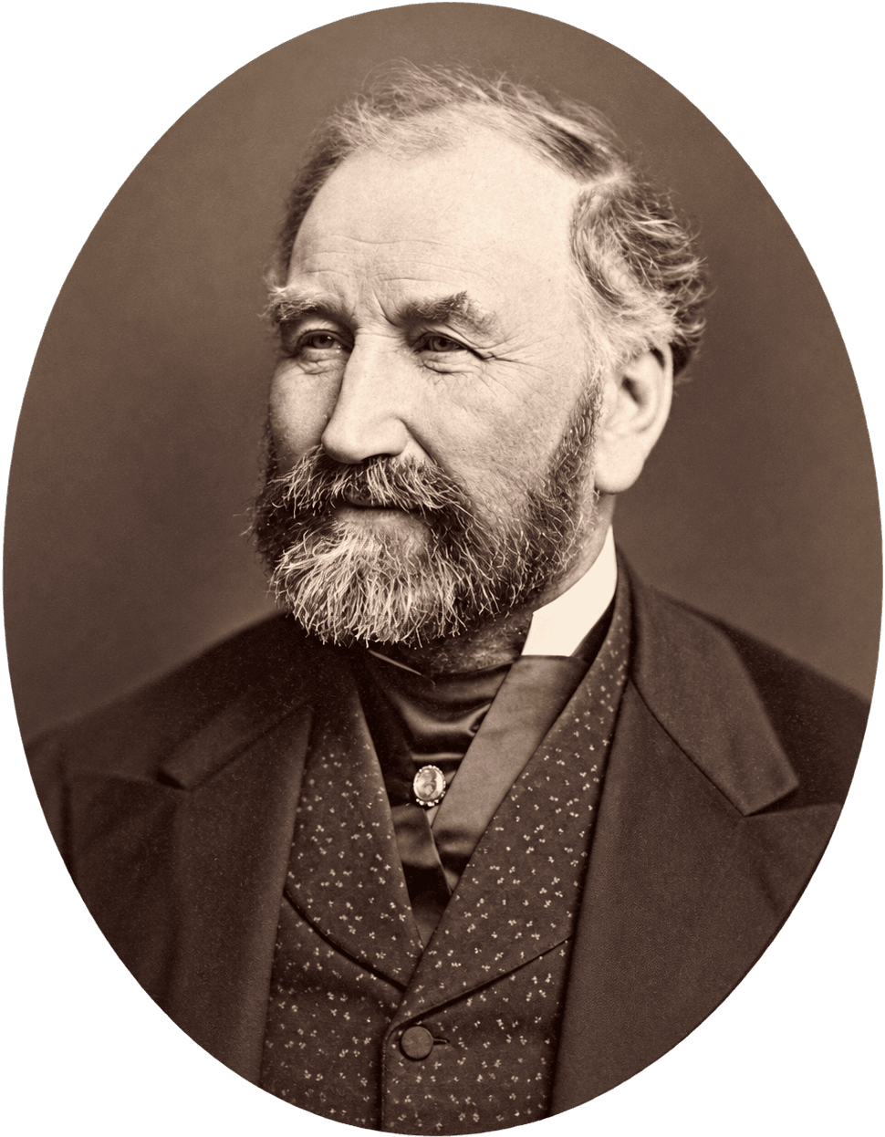 Sepia oval portrait of architect George Browne