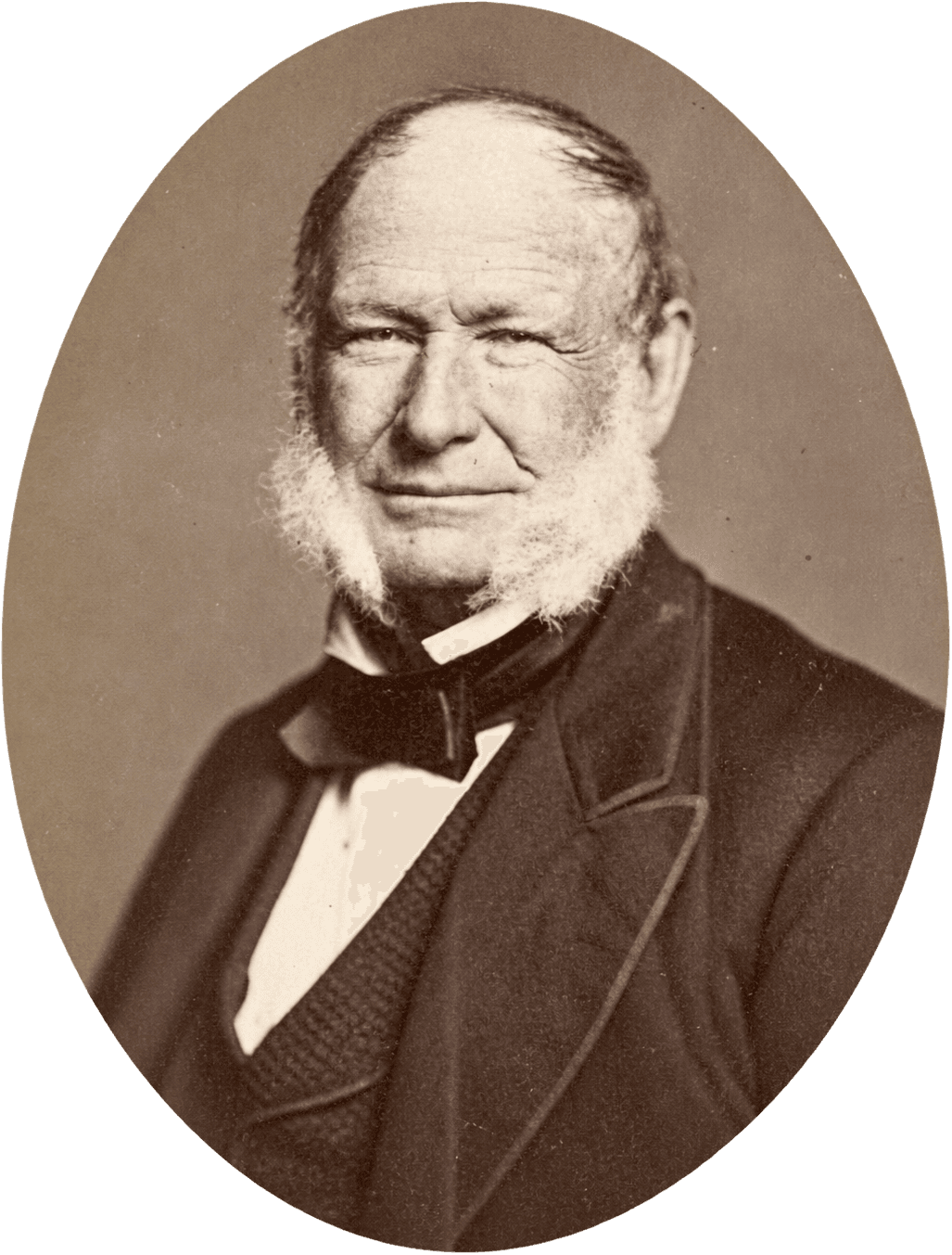 Sepia oval portrait of Harrison Stephens
