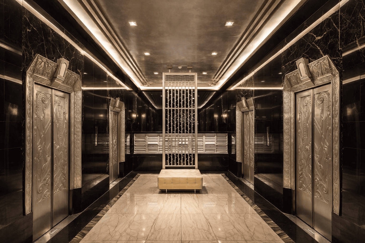Lobby interior at One Platt Street, Nester Finn Financial District