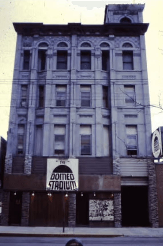 The Domed Stadium building on King Street East, with the tavern sign over the ground floor