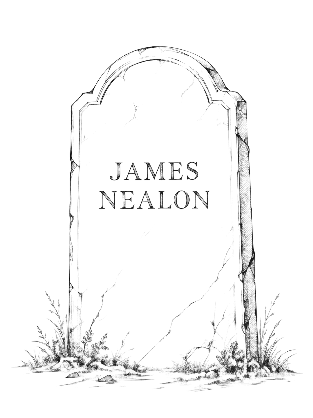 Pencil illustration of James Nealon's gravestone
