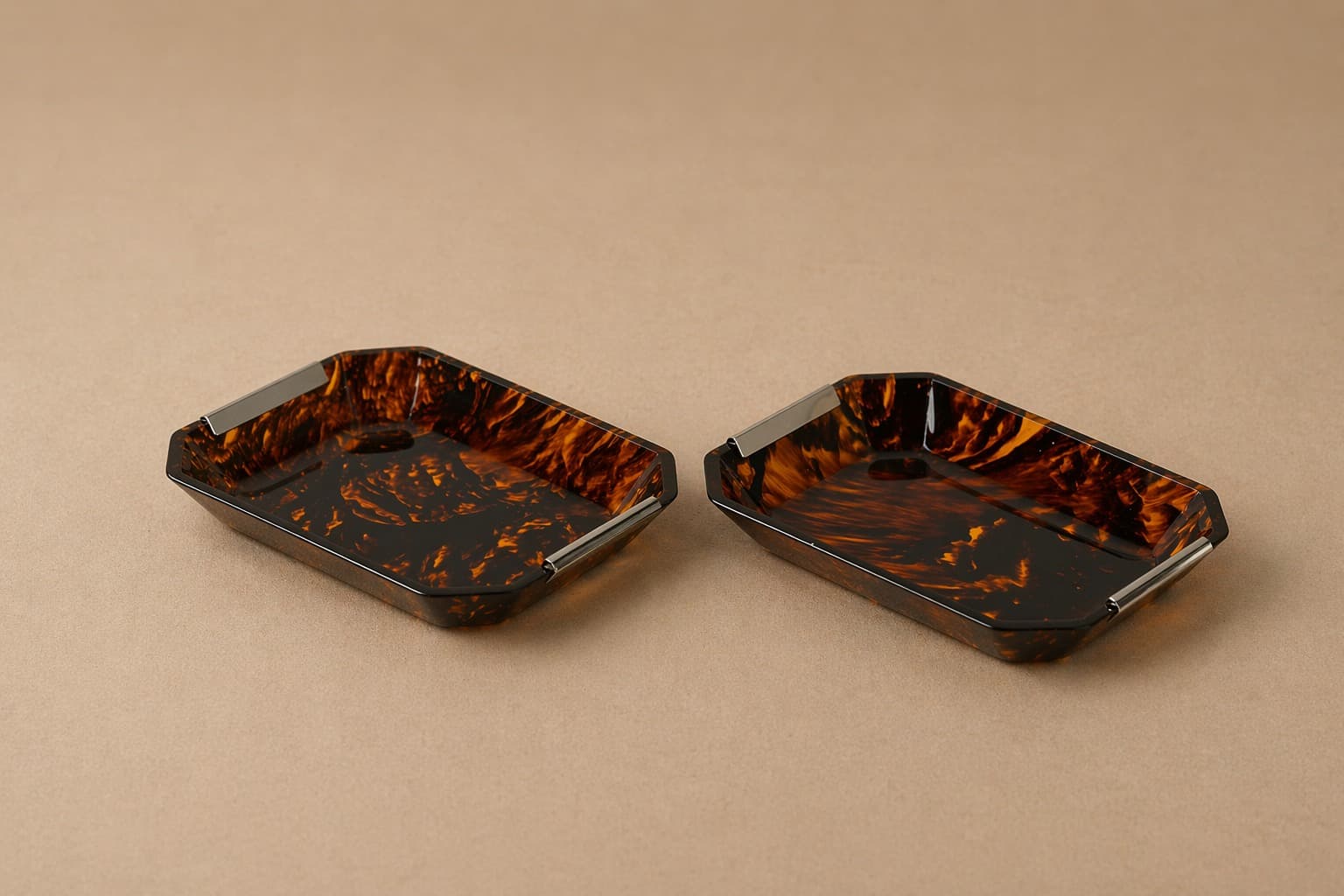 Christian Dior, Tortoiseshell Lucite Pair of Vide-poche, 1970s