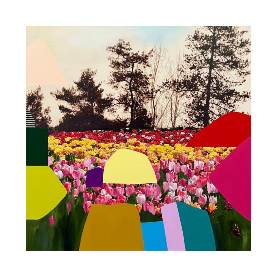 Emily Filler, Field of Tulips, on display at Nester Finn Entertainment District